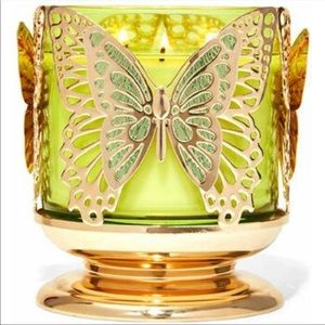 Bath and Body Works Gold Butterfly 3 wick Candle Holder